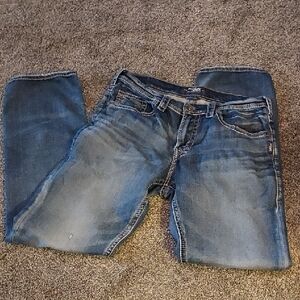 Men's Grayson, Silver Jeans Blue Straight Denim with Vintage Fade